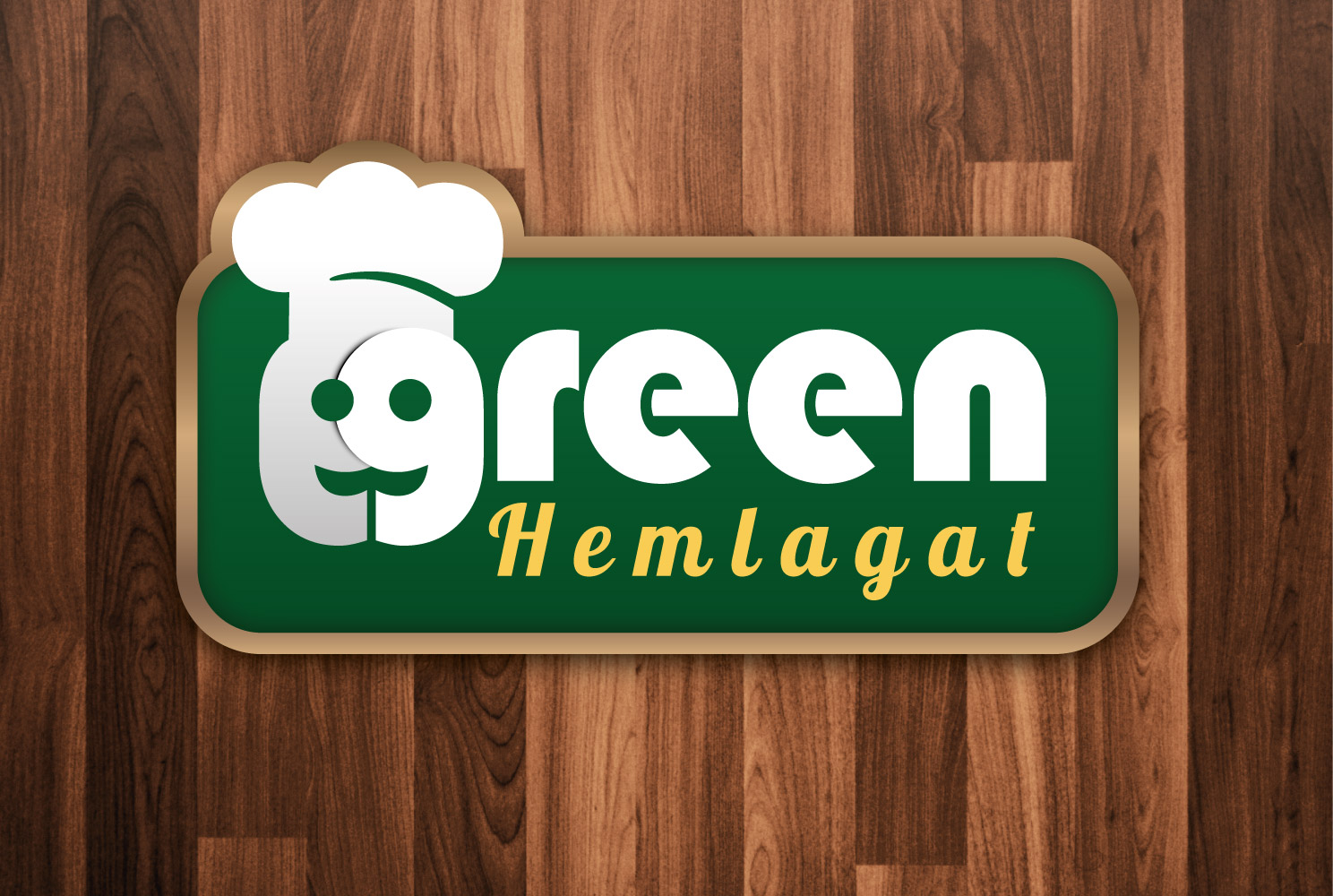 Logo för Green matmarknads koncept "Hemlagat", designad av Peter Berglund, Bullit Reklambyrå